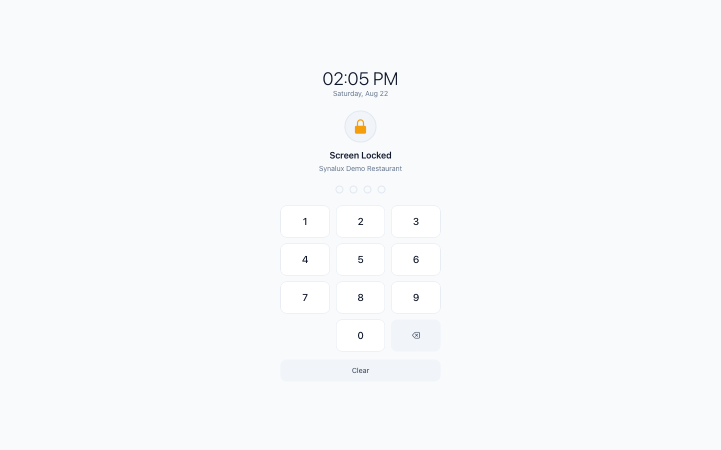 Current staff screen-lock PIN pad