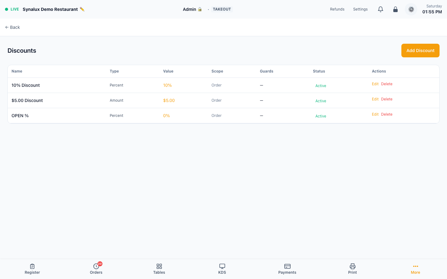 Current production Discount Settings with configured rules