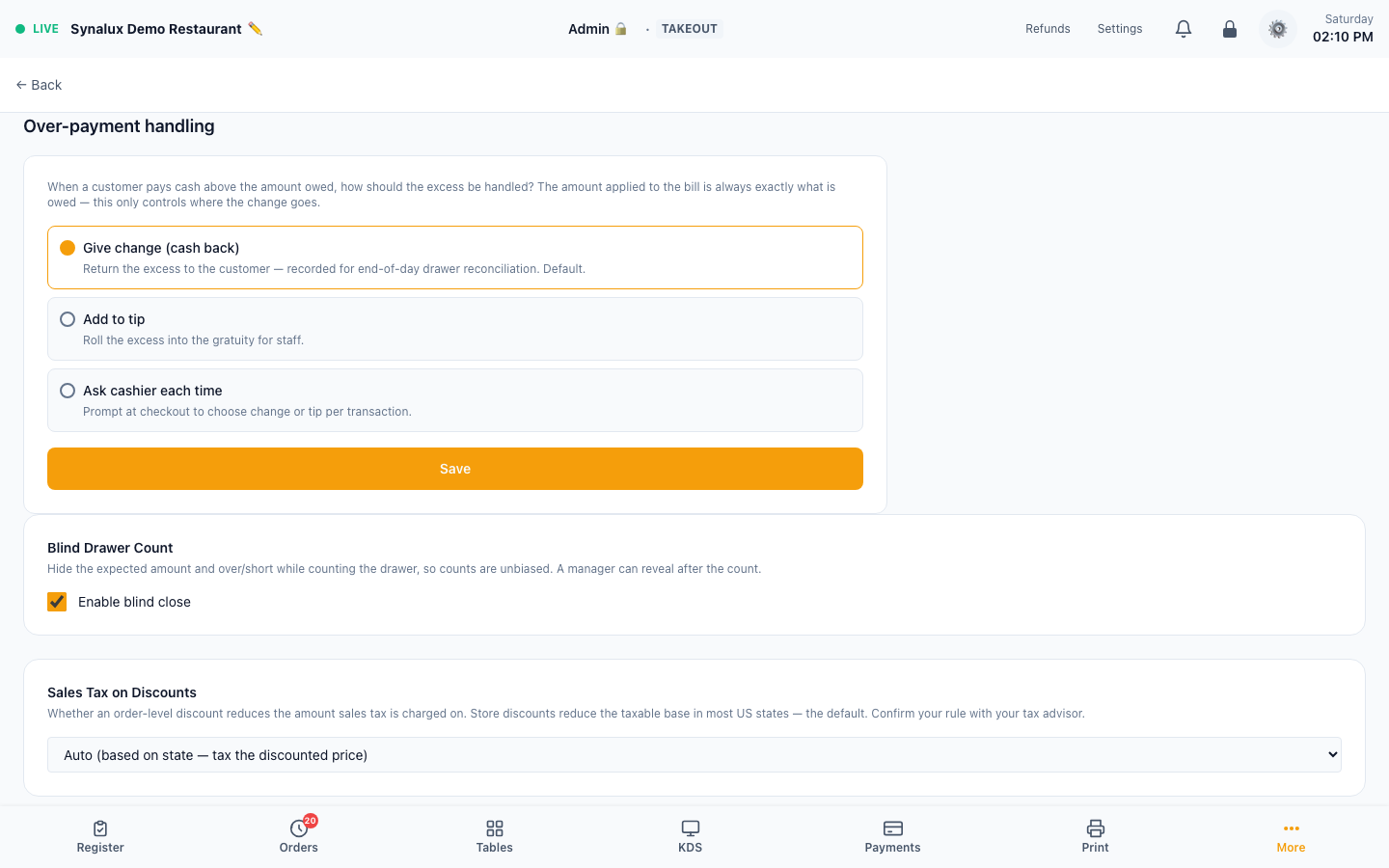 Current Over-payment Handling fallback settings
