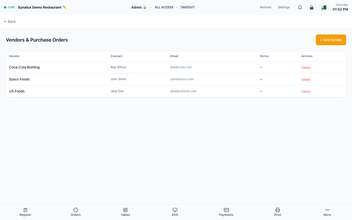 Current production Vendors with configured supplier records