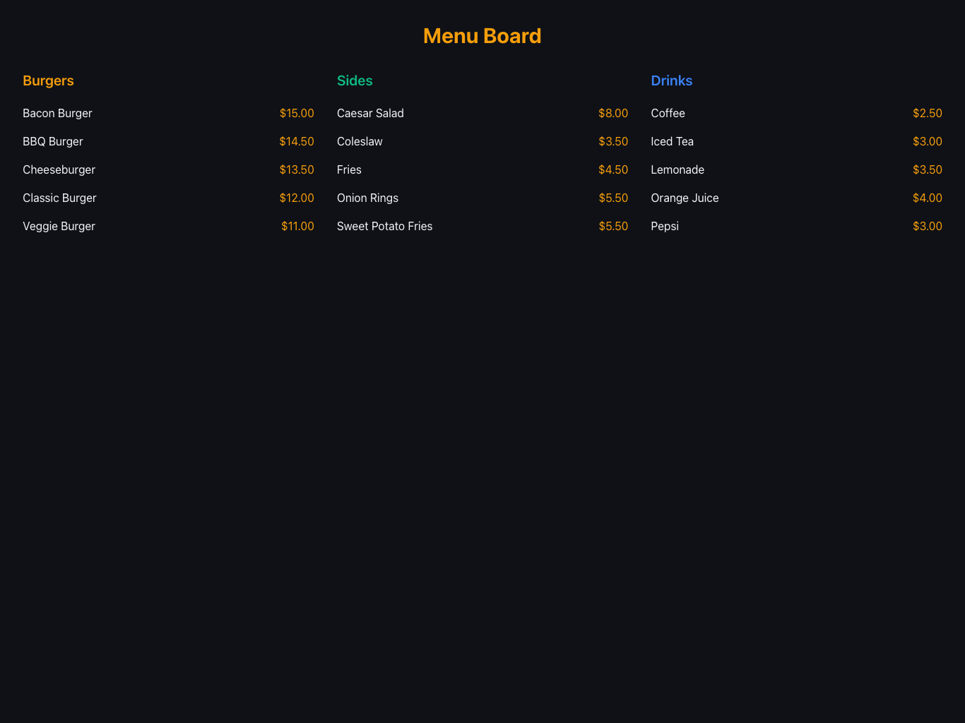 Menu Board