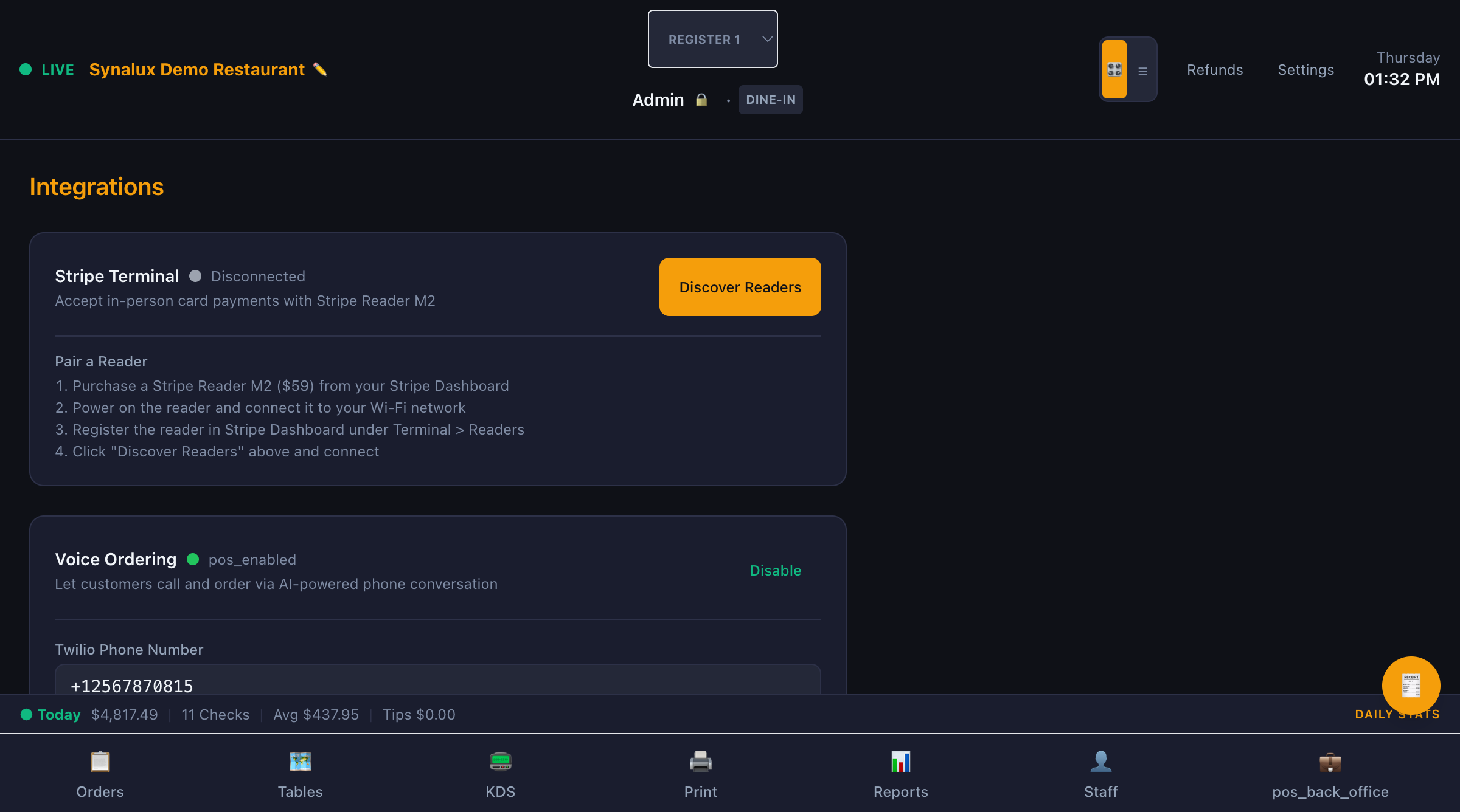 Voice Ordering Settings